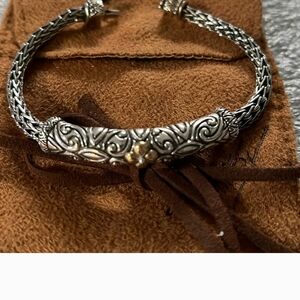 Barbara  Bixby Ornate Silver Bracelet with Gold Detail